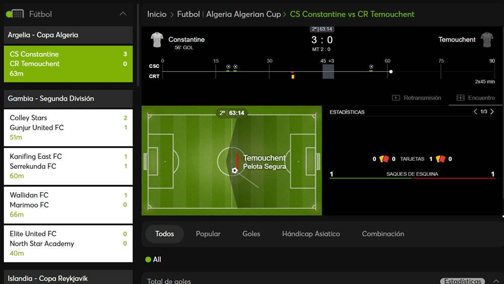 Apuestas en directo bet777