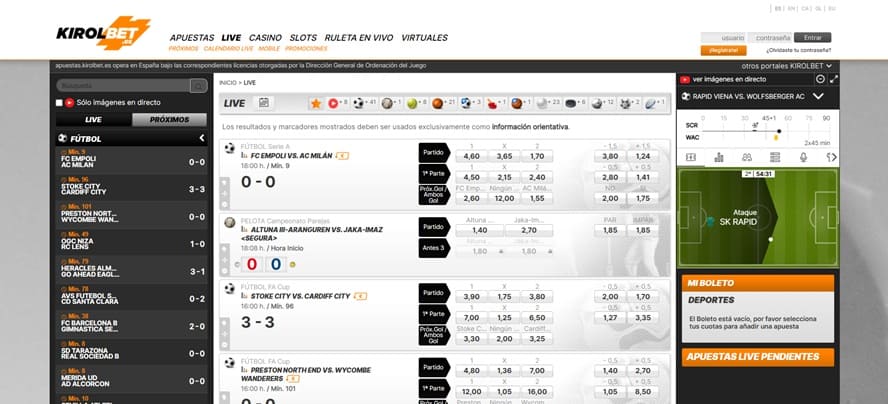 Apuestas en directo Kirolbet