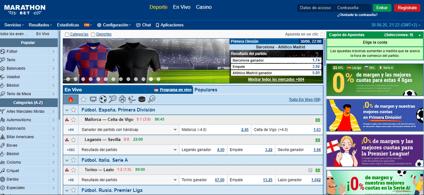 Plataforma web marathonbet apuestas