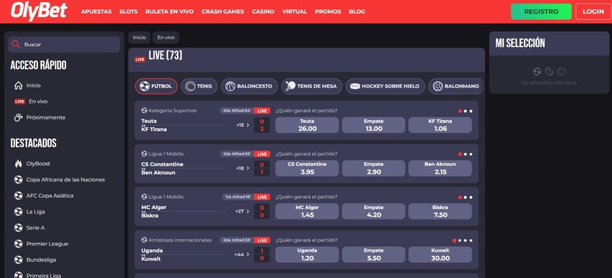 Apuestas en directo Olybet casa de apuestas