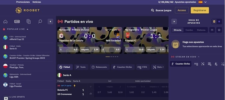 Roobet apuestas live2