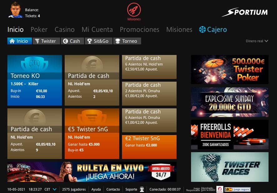 Lobby poker Sportium