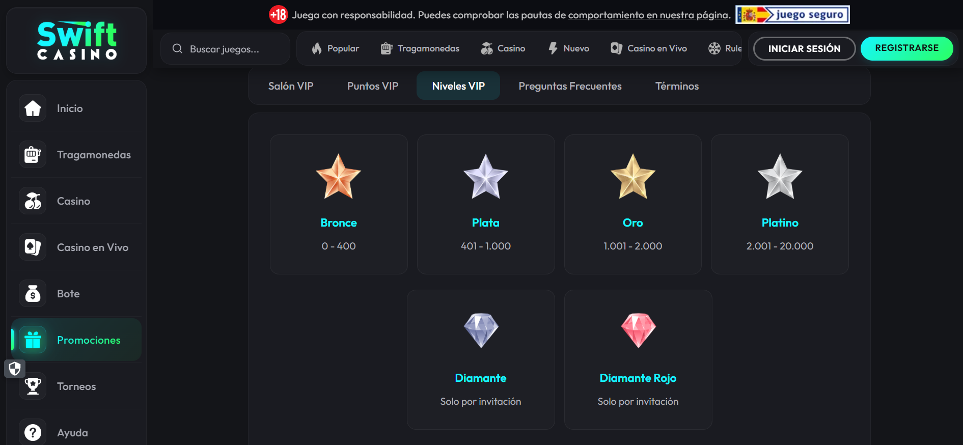 Del Club VIP de Swift Casino