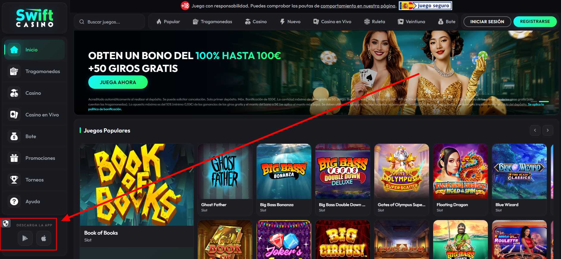 Dónde descargar la app de Swift Casino