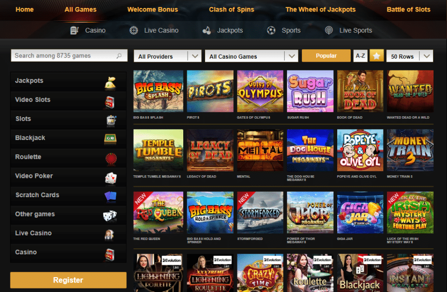 Videoslots casino juegos