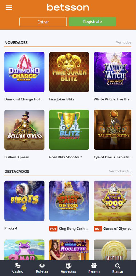 Versión móvil de Betsson