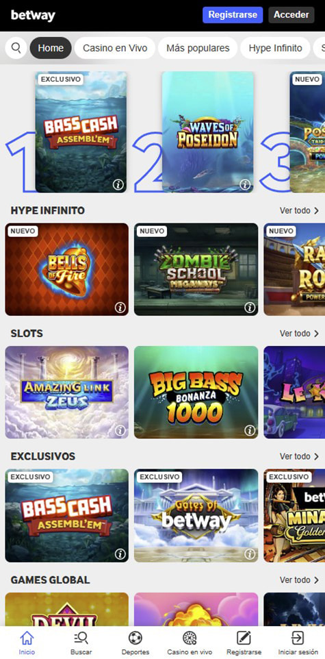 Versión móvil de Betway