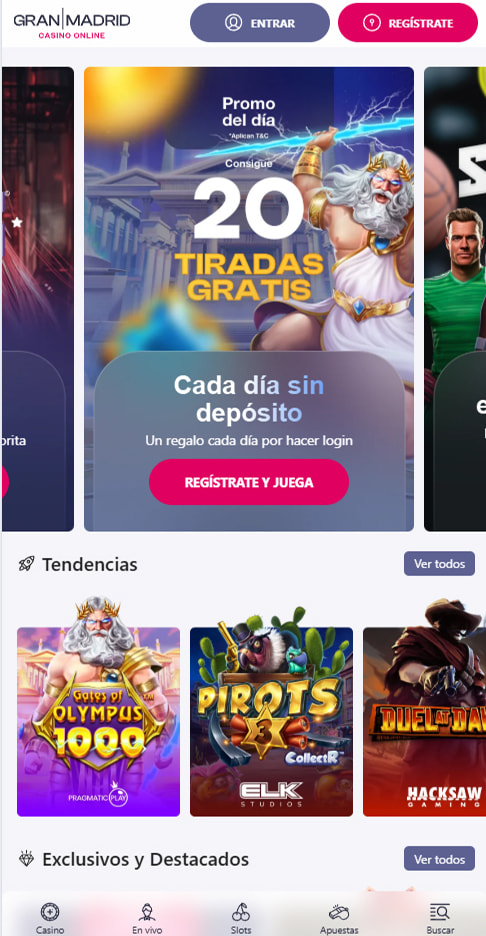 Versión móvil de Casino Gran Madrid Betting