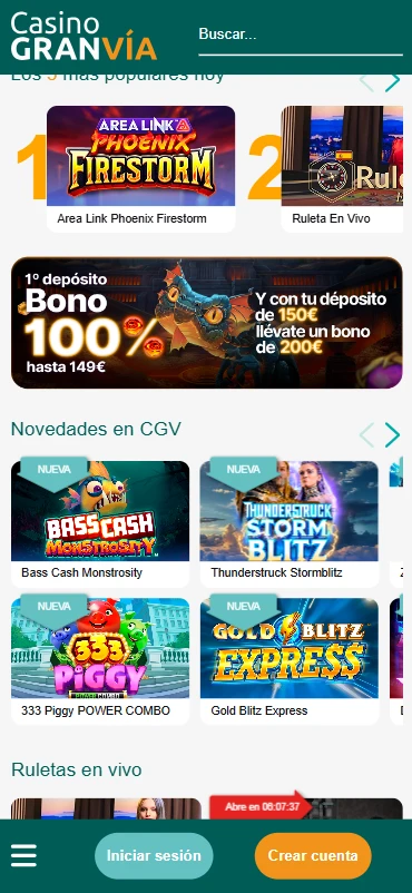 Versión móvil de Casino Gran Vía