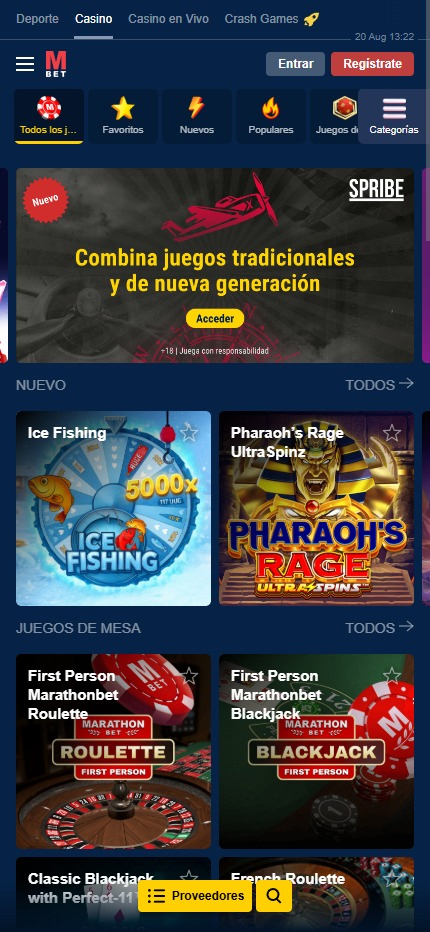 Versión móvil de Marathonbet
