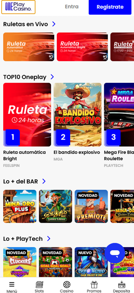 Versión móvil de OnePlay Casino