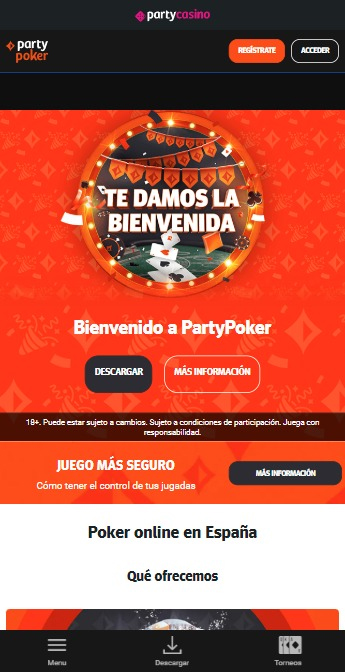 Versión móvil de PartyPoker