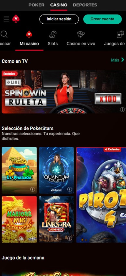 Versión móvil de PokerStars