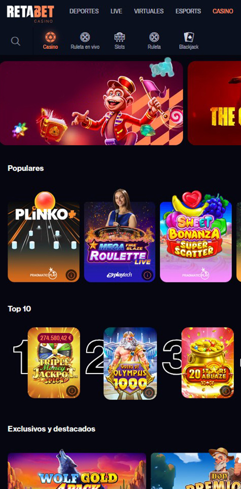 Versión móvil de Retabet