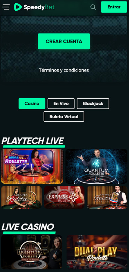 Versión móvil de SpeedyBet